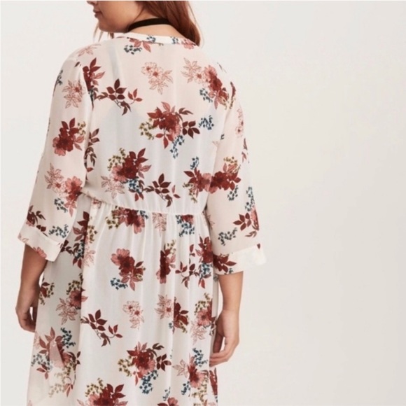 Torrid Light Pink Floral Chiffon Hi-Lo Babydoll /Tunic ~ Lexie Size Size 2 - Picture 3 of 4